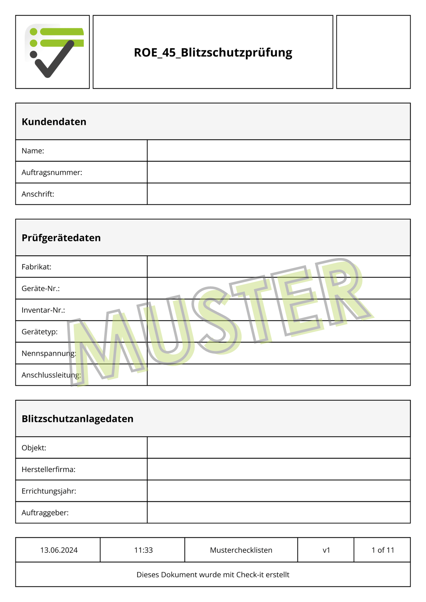 Mustercheckliste Erlaubnisschein Allgemein